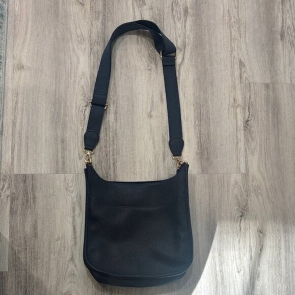 Navy faux leather crossover bag